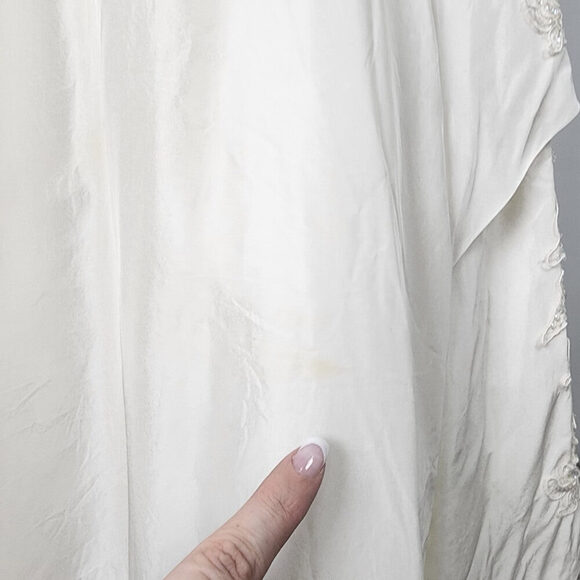 Vintage Cream Sequined Floral Detail Drop Shoulder Wedding Dress Size XS - Picture 7 of 16